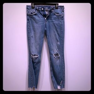 Ripped Blue Skinny Jeans Low Rise